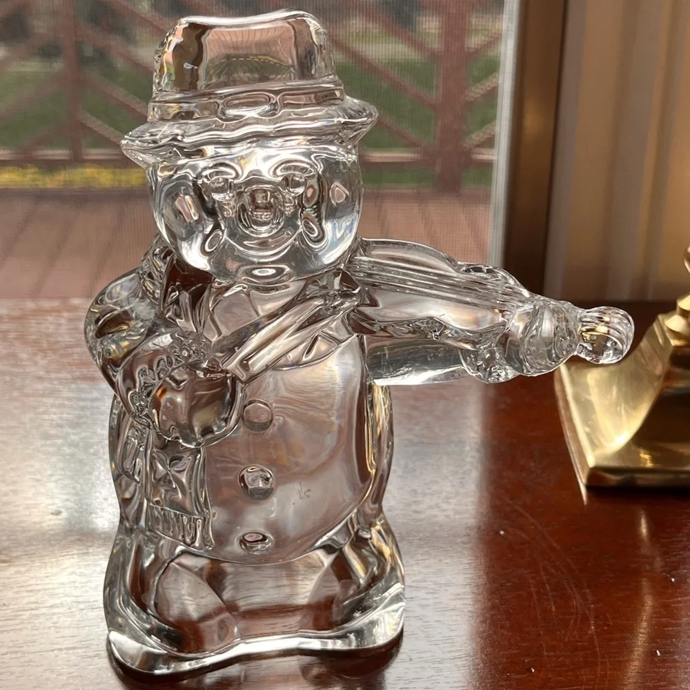 MIKASA LEAD CRYSTAL FIGURINE FROSTY'S CHOIR snowman 5,5” high